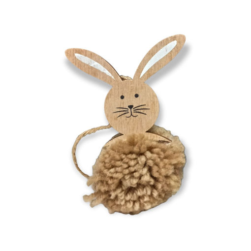Picture of EASTER WOODEN RABBIT POMPOM